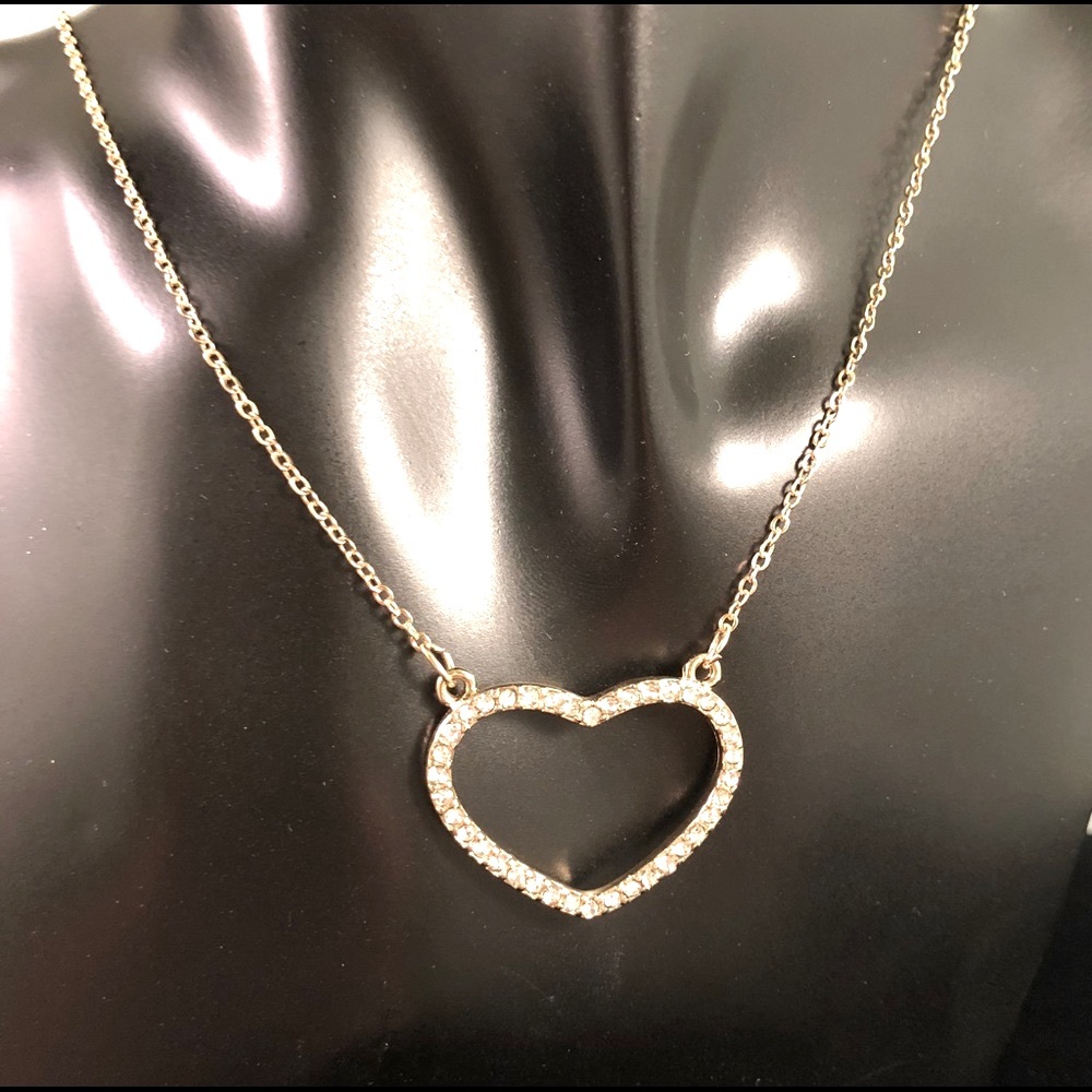 Hanging ❤️ Gold Plated Necklace with Rhinestones